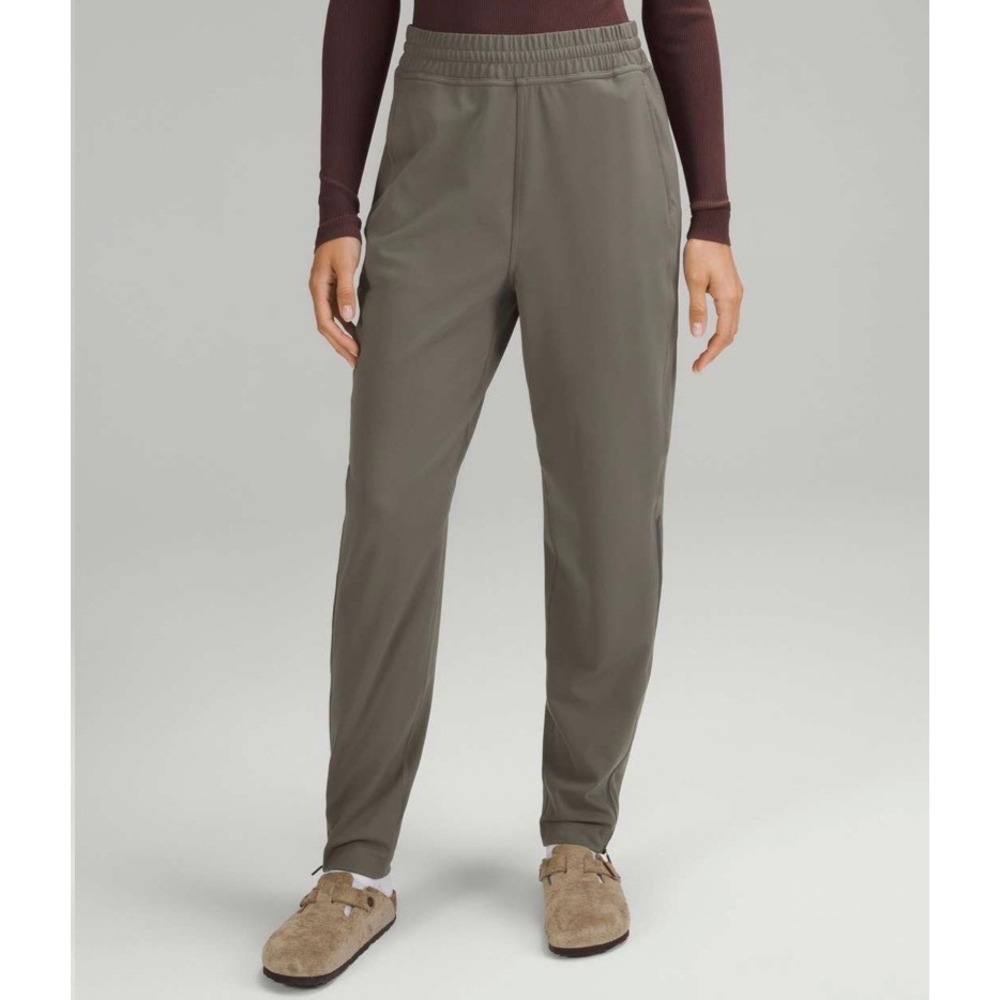 Lululemon Everlux High-Rise Zip-Leg Track Pant Full Length Sz 4 Gray Sage